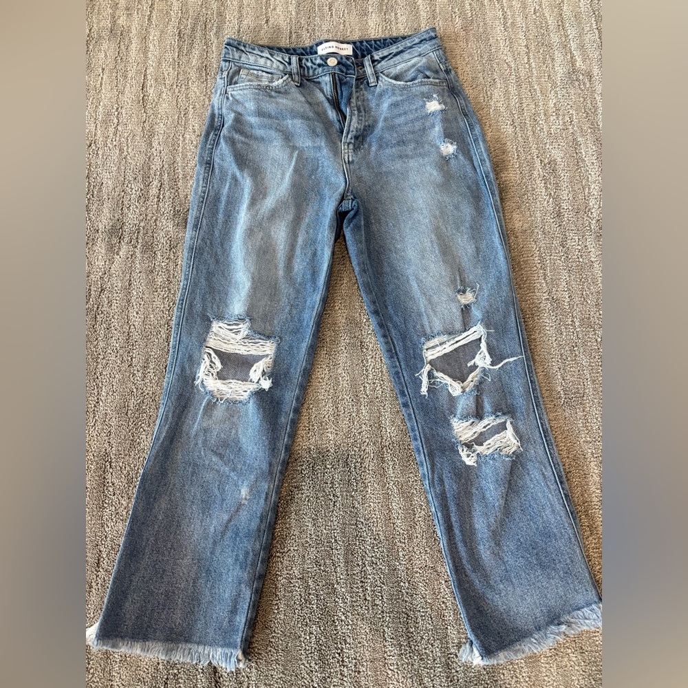 Flying Monkey Distressed Blue Ankle Jeans
